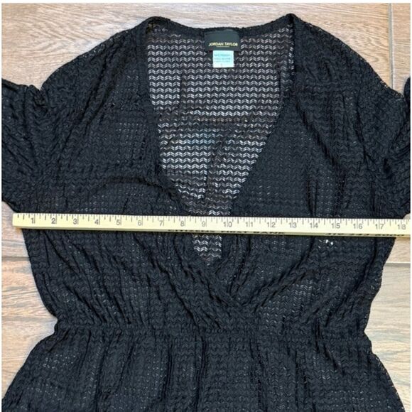Jordan Taylor Black Mesh Swimsuit Cover Up Dress Tunic Spring Break Size L - Picture 2 of 9